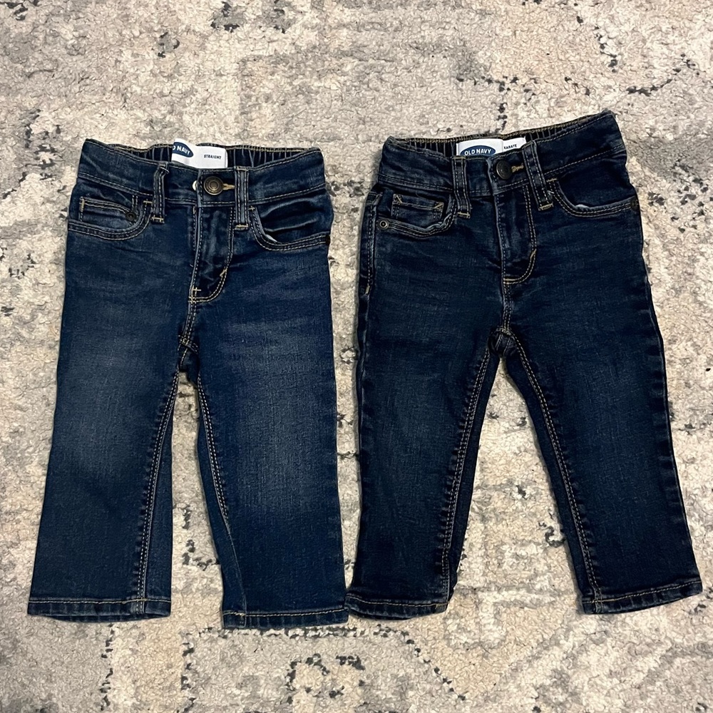 2 pairs size 12-18 mths Old Navy jeans with adjustable waistband